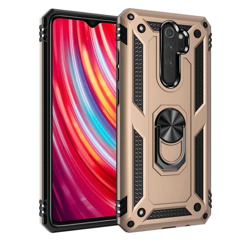 Xiaomi Redmi Note 8 Pro Kılıf Vega Tank Sert Yüzüklü Standlı Zırh Koruma Kapak Gold
