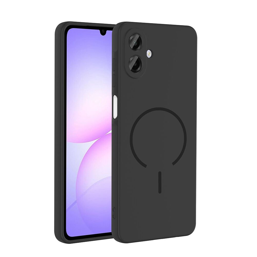 Samsung Galaxy A07 Kılıf Meta Lansman M-Safe Kamera Korumalı içi Kadife Yumuşak Renkli Süet Silikon Siyah