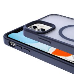 iPhone 12 Kılıf Magsafe Şarj Özellikli Mat Arka Yüzey Sio Kapak Siyah