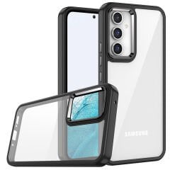 Samsung Galaxy A04S Kılıf Kamera Çıkıntılı Arkası Şeffaf Köşeleri Parlak Renkli Işlemeli Flora Kapak