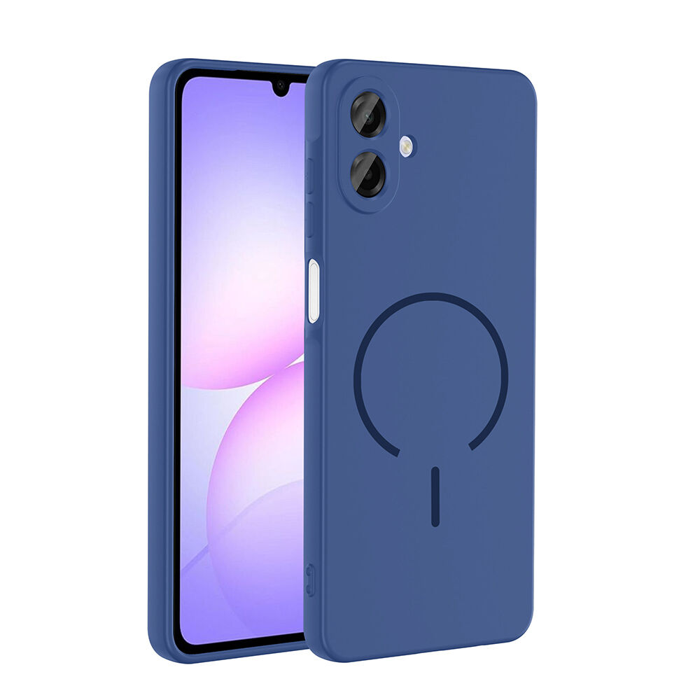 Samsung Galaxy A07 Kılıf Meta Lansman M-Safe Kamera Korumalı içi Kadife Yumuşak Renkli Süet Silikon Lacivert