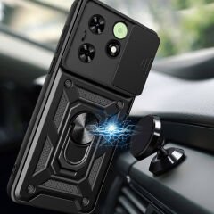 Tecno Spark 20C Kılıf Magnetik Standlı Kamera Korumalı Sürgülü Vega Kapak