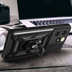 Tecno Spark 20C Kılıf Magnetik Standlı Kamera Korumalı Sürgülü Vega Kapak
