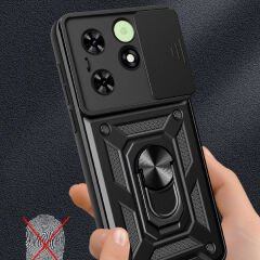 Tecno Spark 20C Kılıf Magnetik Standlı Kamera Korumalı Sürgülü Vega Kapak