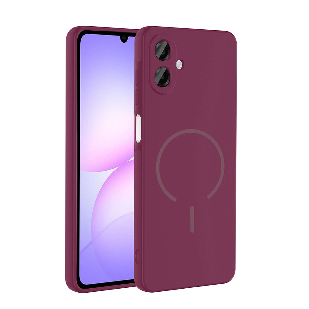 Samsung Galaxy A07 Kılıf Meta Lansman M-Safe Kamera Korumalı içi Kadife Yumuşak Renkli Süet Silikon Mürdüm