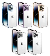 iPhone 14 Pro Kılıf Kamera Korumalı Renkli Çerçeveli Garaj Kapak