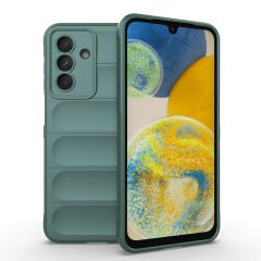 Samsung Galaxy A26 Kılıf Esnek TPU Oyuklu Arka Yüzey Tasarımlı Etnik Silikon Kapak Koyu Yeşil