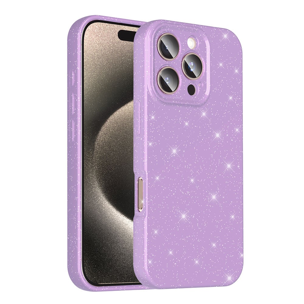 iPhone 16 Pro Kılıf Kamera Korumalı Simli Lüks Koton Kapak