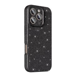 iPhone 16 Pro Kılıf Kamera Korumalı Simli Lüks Koton Kapak