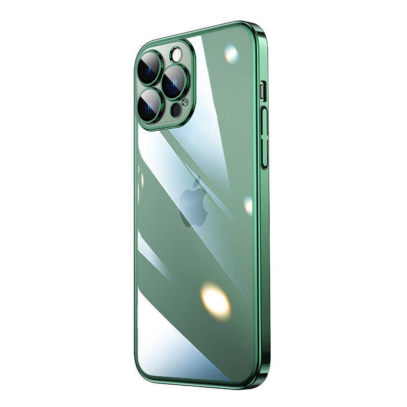 iPhone 13 Pro Max Kılıf Sert PC Renkli Çerçeveli  Riksos Kapak Yeşil