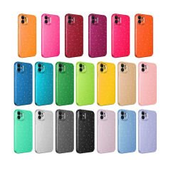 iPhone 12 Kılıf Kamera Korumalı Simli Lüks Koton Kapak