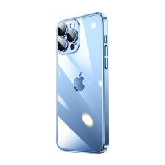 iPhone 13 Pro Max Kılıf Sert PC Renkli Çerçeveli  Riksos Kapak Mavi