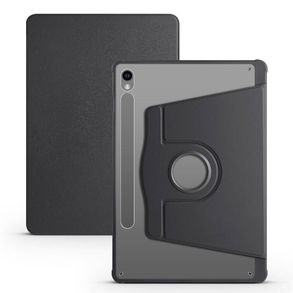 Samsung Galaxy Tab S9 Kılıf Termik Kalem Bölmeli Dönebilen Standlı Kılıf Siyah