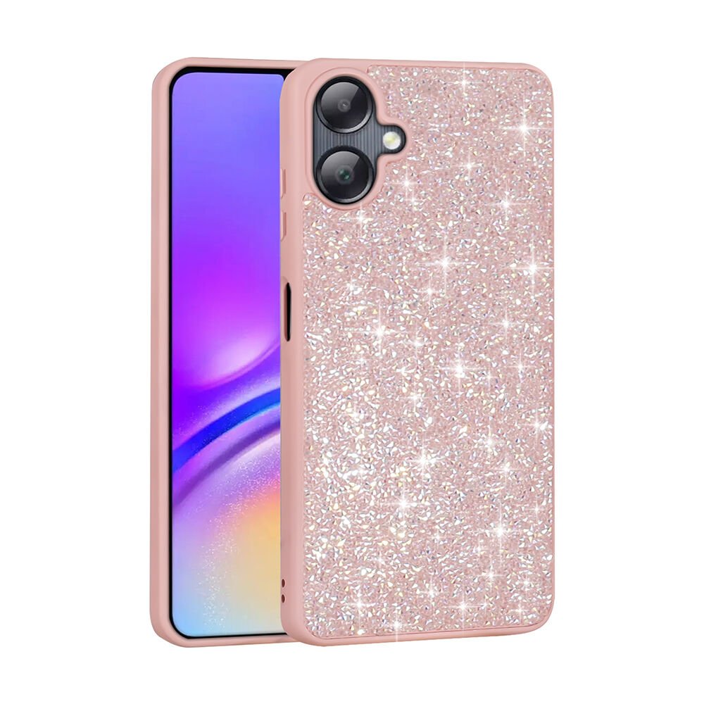 Samsung Galaxy A06 Kılıf Parlak Taşlı Tasarım Pırlanta Kapak Pembe