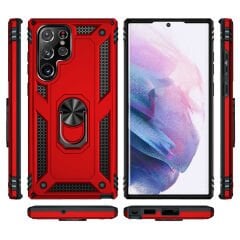 Samsung Galaxy S22 Ultra Kılıf Vega Tank Sert Yüzüklü Standlı Zırh Koruma Kapak