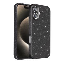 iPhone 16 Kılıf Kamera Korumalı Simli Lüks Koton Kapak