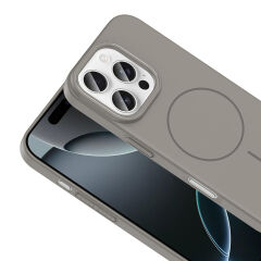 iPhone 16 Pro Max Kılıf Kablosuz Şarj Özellikli Ruby Silikon Kapak