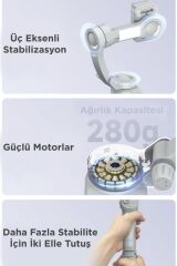 Tripod Gimbal Özellikli Çok Amaçlı Selfie Çubuğu M01 Gri