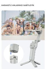 Tripod Gimbal Özellikli Çok Amaçlı Selfie Çubuğu M01 Gri