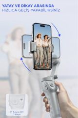 Tripod Gimbal Özellikli Çok Amaçlı Selfie Çubuğu M01 Gri