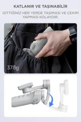 Tripod Gimbal Özellikli Çok Amaçlı Selfie Çubuğu M01 Gri