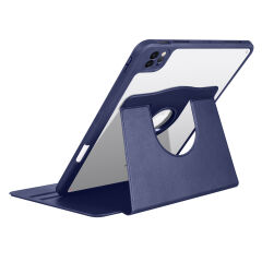 iPad Air 10.9 2022 (5.Nesil) Kılıf Termik Kalem Bölmeli Dönebilen Standlı Kılıf Lacivert
