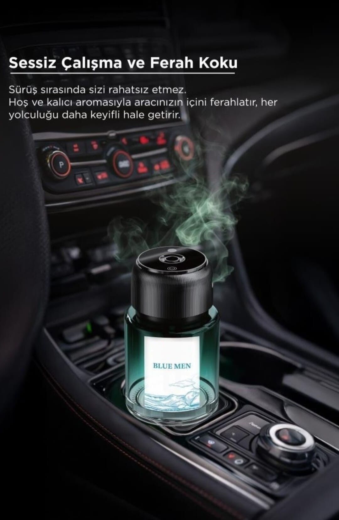 Araç İçi Aroma Difüzörü Hava Nemlendirici Yıldız Tavan Işıklı Şarjlı Oda ve Araba Kokusu TCF-02 Mavi