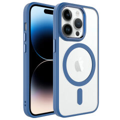 iPhone 13 Pro Kılıf Wireless Şarj Özellikli  Krom Magsafe Silikon Kapak Lavendery Gray