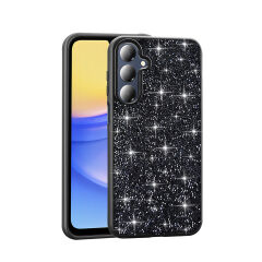 Samsung Galaxy A26 Kılıf Parlak Taşlı Tasarım Pırlanta Kapak Siyah
