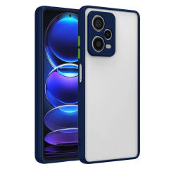 Xiaomi Redmi Note 12 Pro Plus 5G Kılıf Mat Kamera Korumalı Renkli Tuşlu Sert Silikon Hux Kapak Lacivert