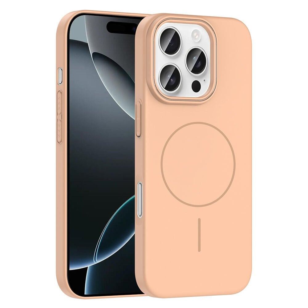 iPhone 16 Pro Kılıf Kablosuz Şarj Özellikli Ruby Silikon Kapak Desert Titanyum