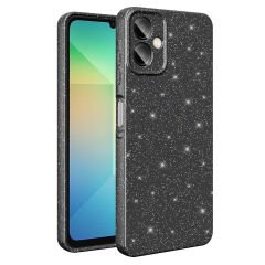 Samsung Galaxy A07 Kılıf Kamera Korumalı Simli Lüks Koton Kapak Mor