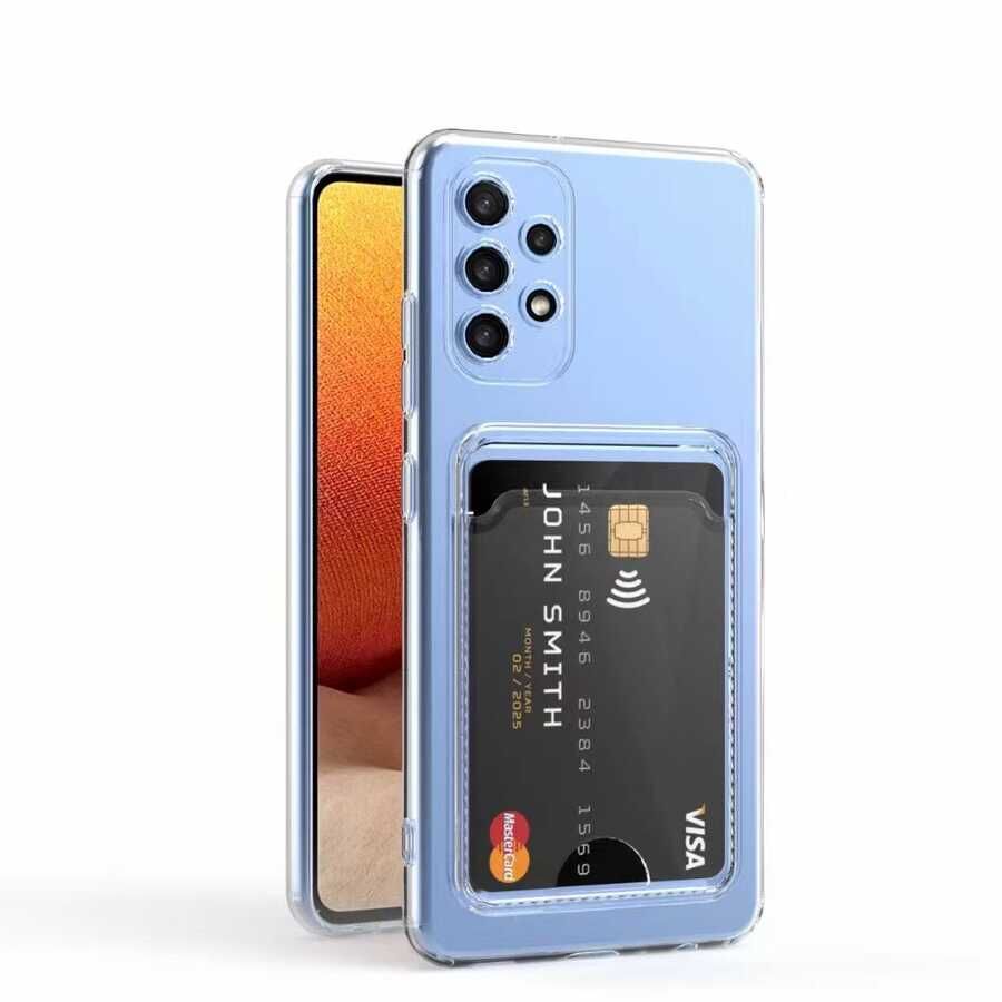 Samsung Galaxy A32 4G Kılıf Kartlıklı Şeffaf Setra Clear Silikon Kapak