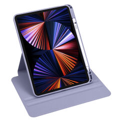iPad Pro 11 2020 (2.Nesil) Kılıf Termik Kalem Bölmeli Dönebilen Standlı Kılıf Lila