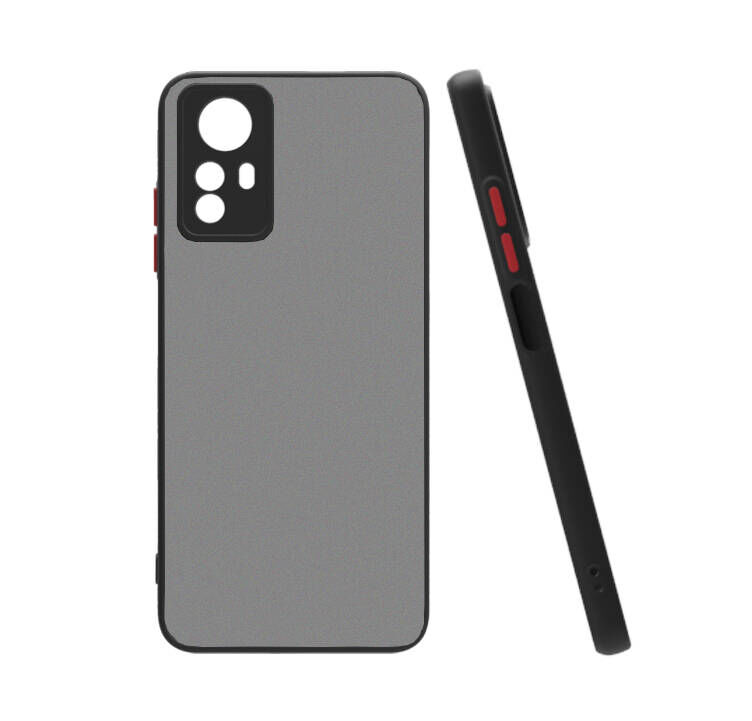 Xiaomi Redmi Note 12S Kılıf Mat Kamera Korumalı Renkli Tuşlu Sert Silikon Hux Kapak Siyah