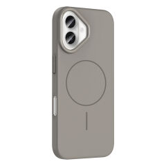 iPhone 16 Plus Kılıf Kablosuz Şarj Özellikli Ruby Silikon Kapak Gri