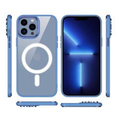 iPhone 12 Pro Kılıf Wireless Şarj Özellikli Krom Magsafe Silikon Kapak