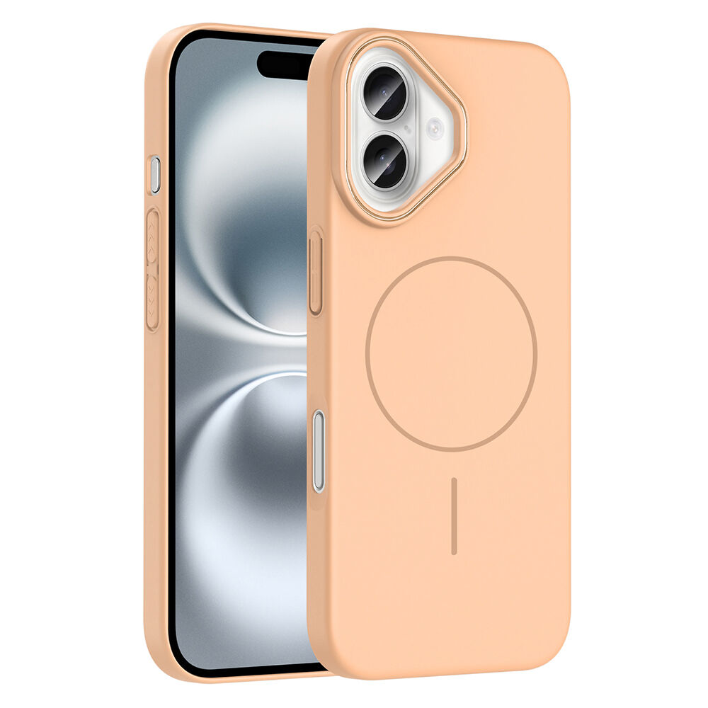 iPhone 16 Plus Kılıf Kablosuz Şarj Özellikli Ruby Silikon Kapak Desert Titanyum