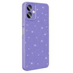 Samsung Galaxy A07 Kılıf Kamera Korumalı Simli Lüks Koton Kapak Mor