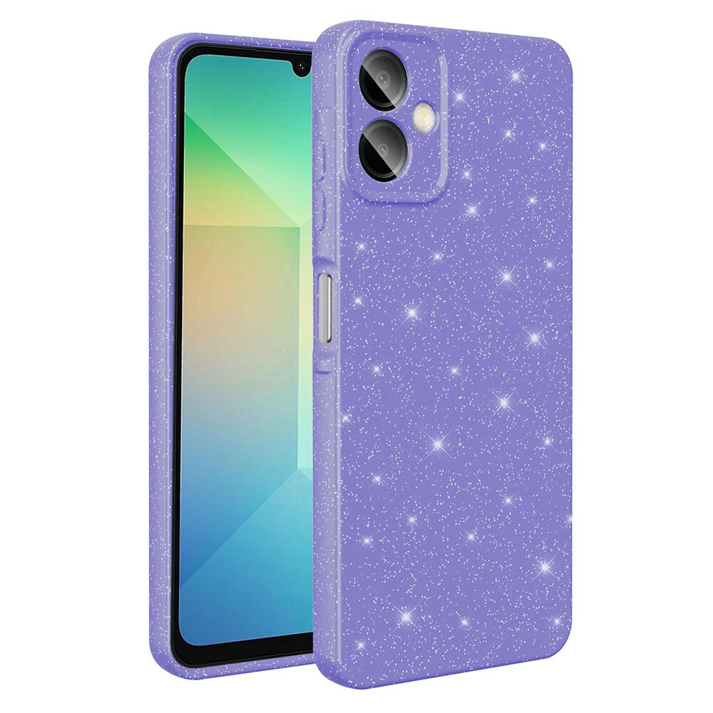 Samsung Galaxy A07 Kılıf Kamera Korumalı Simli Lüks Koton Kapak Mor