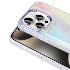 iPhone 15 Pro Max Kılıf Airbagli Renkli Arka Yüzey Boncuk Tasarımlı Kumul Kapak