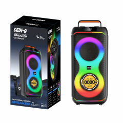 GD-2608 Dijital LED Göstergeli FM Radyolu Mikrofonlu RGB TWS Çift 6.5 inç Stereo Bass Kablosuz Karaoke Hoparlör