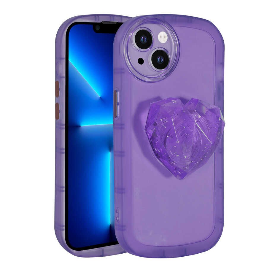 iPhone 13 Kılıf Kamera Korumalı Pop Soketli Renkli  Ofro Kapak Mor