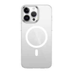 iPhone 15 Pro Kılıf Wireless Şarj Özellikli Şeffaf G-Glass Kapak Kılıf