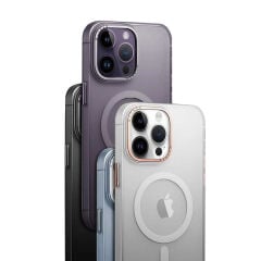iPhone 14 Pro Kılıf Magsafe Şarj Özellikli Buzlu Sert PC Tuval Kapak
