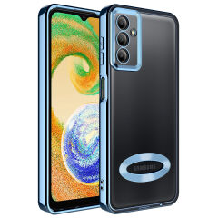 Samsung Galaxy A04S Kamera Korumalı Logo Gösteren Omega Kapak kılıf Rose Gold
