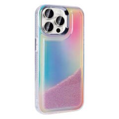 iPhone 15 Pro Kılıf Airbagli Renkli Arka Yüzey Boncuk Tasarımlı Kumul Kapak