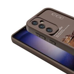 Samsung Galaxy A35 Kılıf Kamera Korumalı Baskılı Arka Yüzey Klas Kapak Açık Kahve