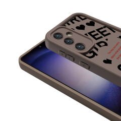 Samsung Galaxy A35 Kılıf Kamera Korumalı Baskılı Arka Yüzey Klas Kapak Açık Kahve