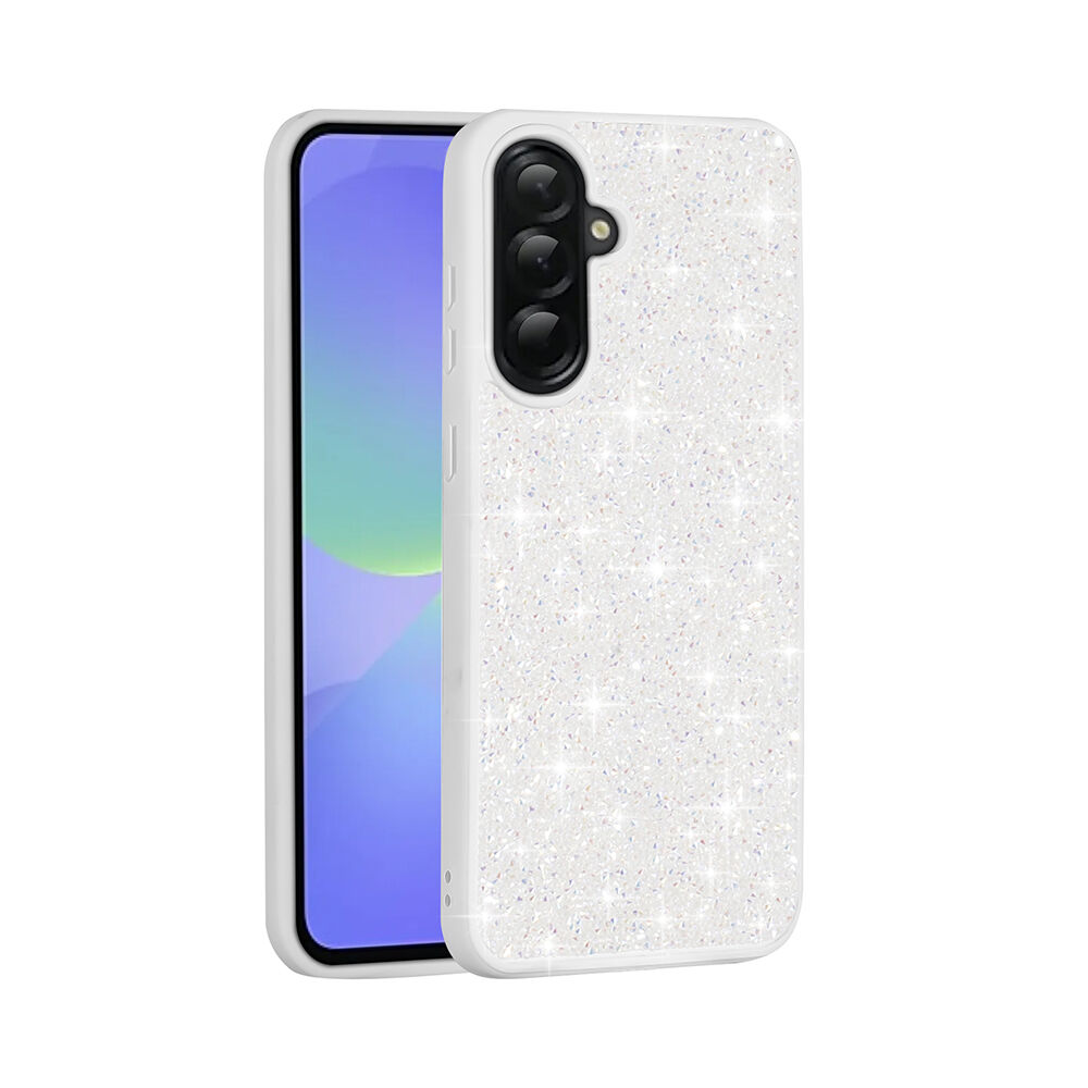 Samsung Galaxy A56 Kılıf Parlak Taşlı Tasarım Pırlanta Kapak Beyaz